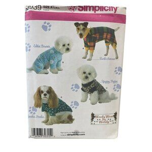 Simplicity 3939 Dog Clothes Sewing Pattern Small Medium Large